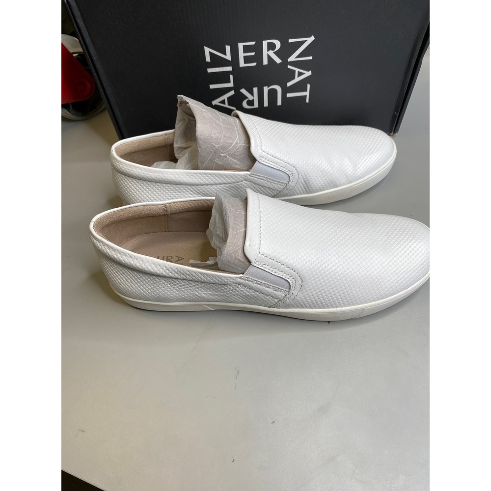 Naturalizer Marianne White Perforated Leather Slip On Sneakers Womens 11